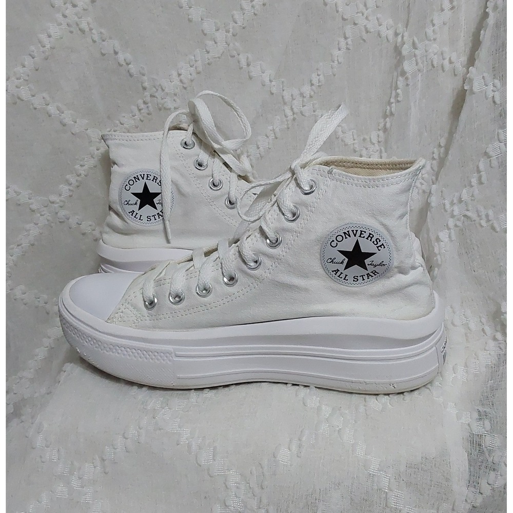 Converse Chuck Taylor All Star Move White Canvas High Top Platform Sneakers